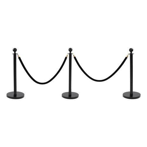 6Pcs Black Stanchion Posts Crowd Queue Pole Ropes Control Barrier Stanchion