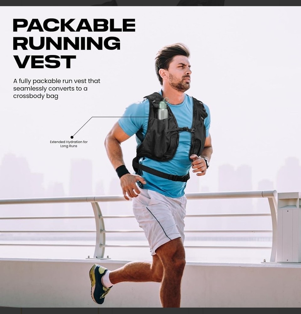 Packable Running Vest Hydration Backpack Adjustable Unisex NWT