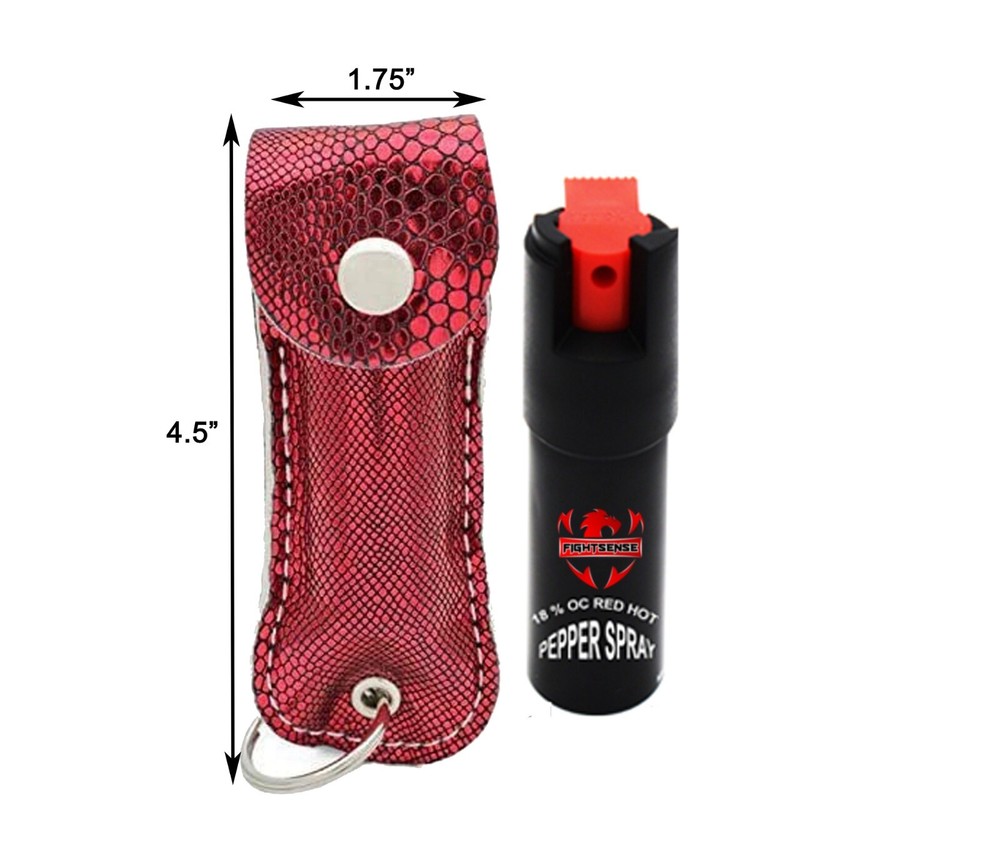 Pepper Spray Maximum Strength Leather Case Self Defense Security Snack Red