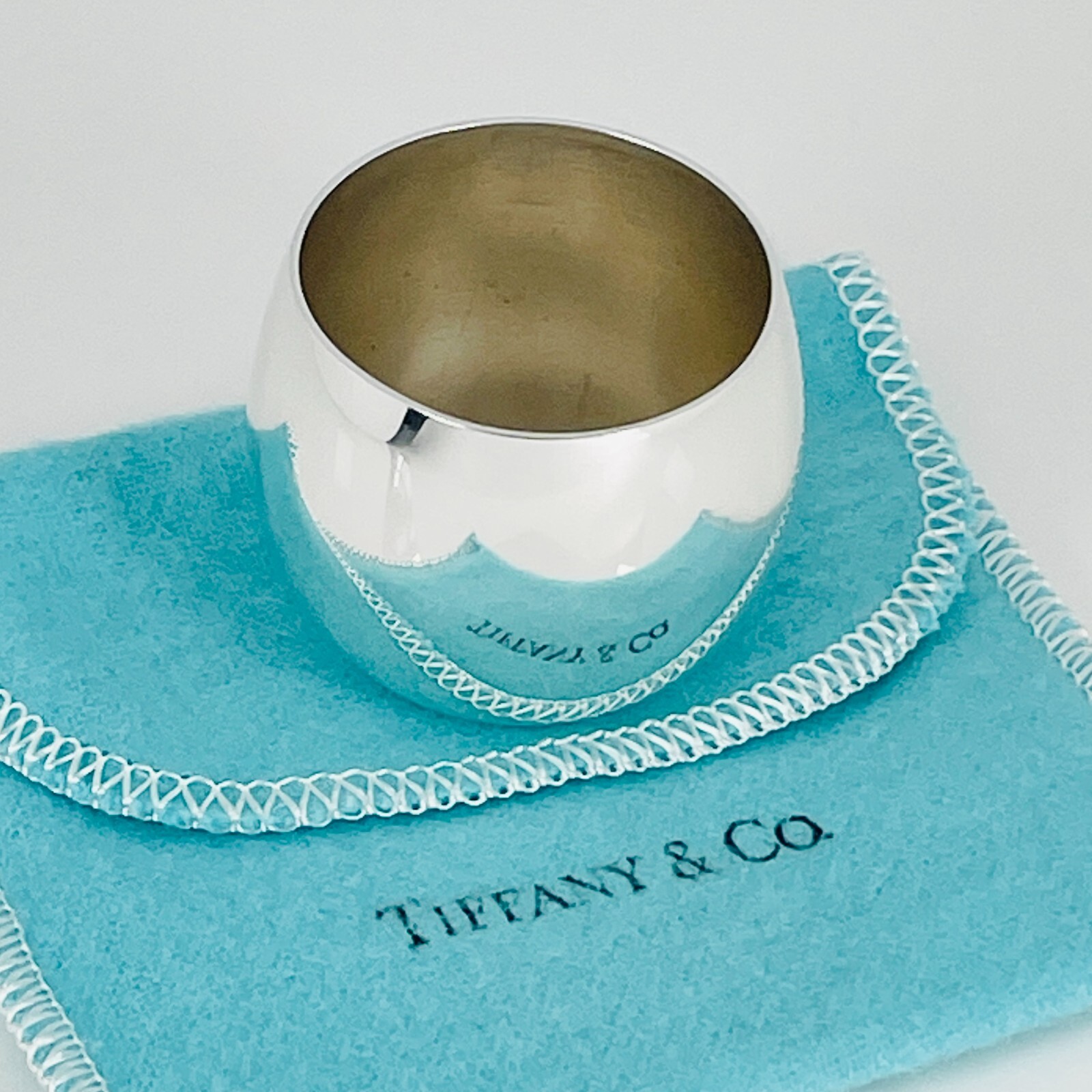 Tiffany & Co Sterling Silver Makers Shot Glass Cup Liqueur Cordial Bar Glass