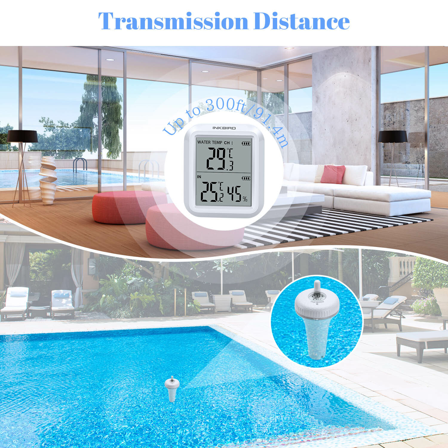 Floating Spas Thermometers Wireless Remote Swimming Pool Water Temperature Test