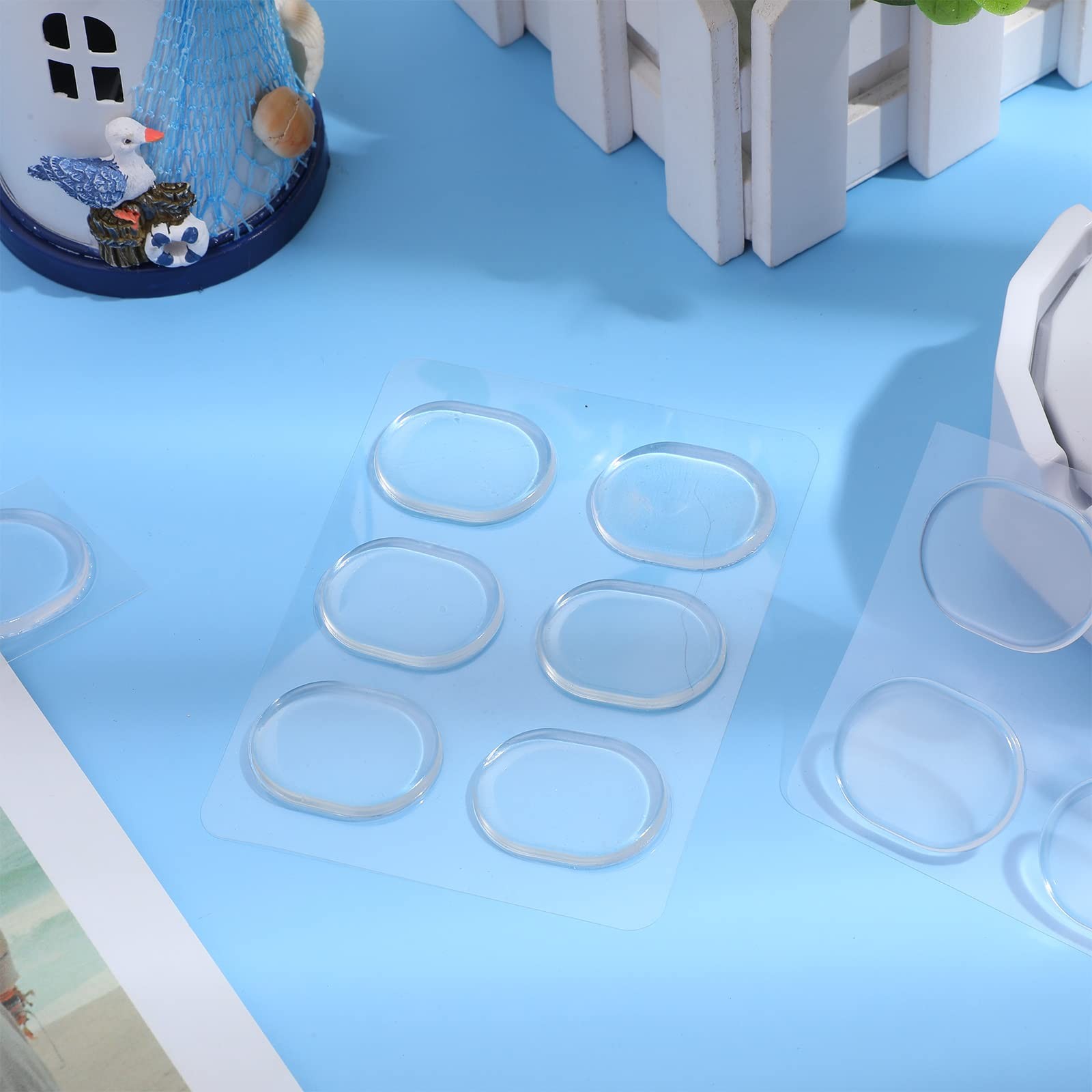 Yeshone 60 Pieces Drum Dampeners Gel Pads Silicone Soft Moon Gels for clear