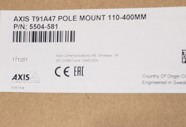 AXIS T91A47 POLE MOUNT 110-400MM WHITE FOR SECURITY CAMERA