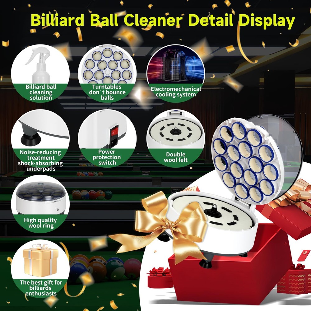 Billiard Cleaning Machine, Pool Polishing Cleaning Machine, Automatic 16 Pool...