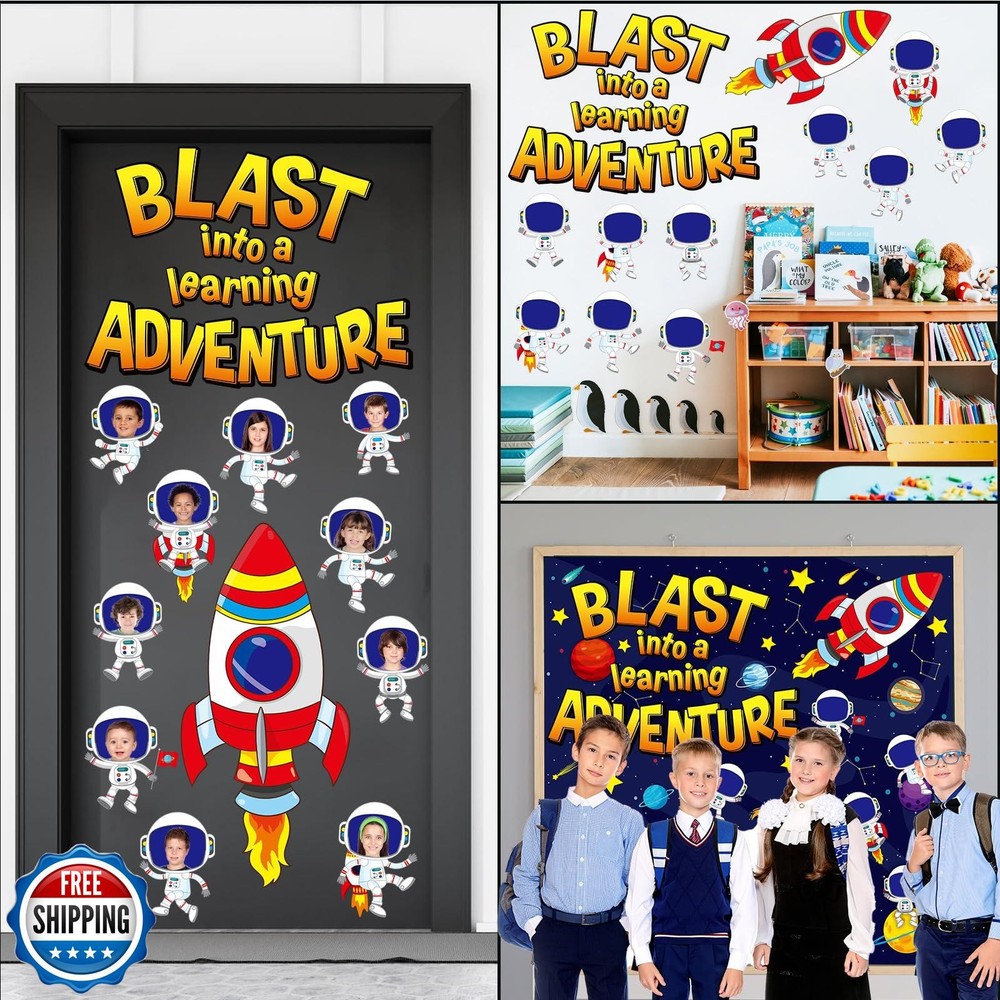 Outer Space Bulletin Board Classroom Decorations Set Galaxy Planet Spacecraft