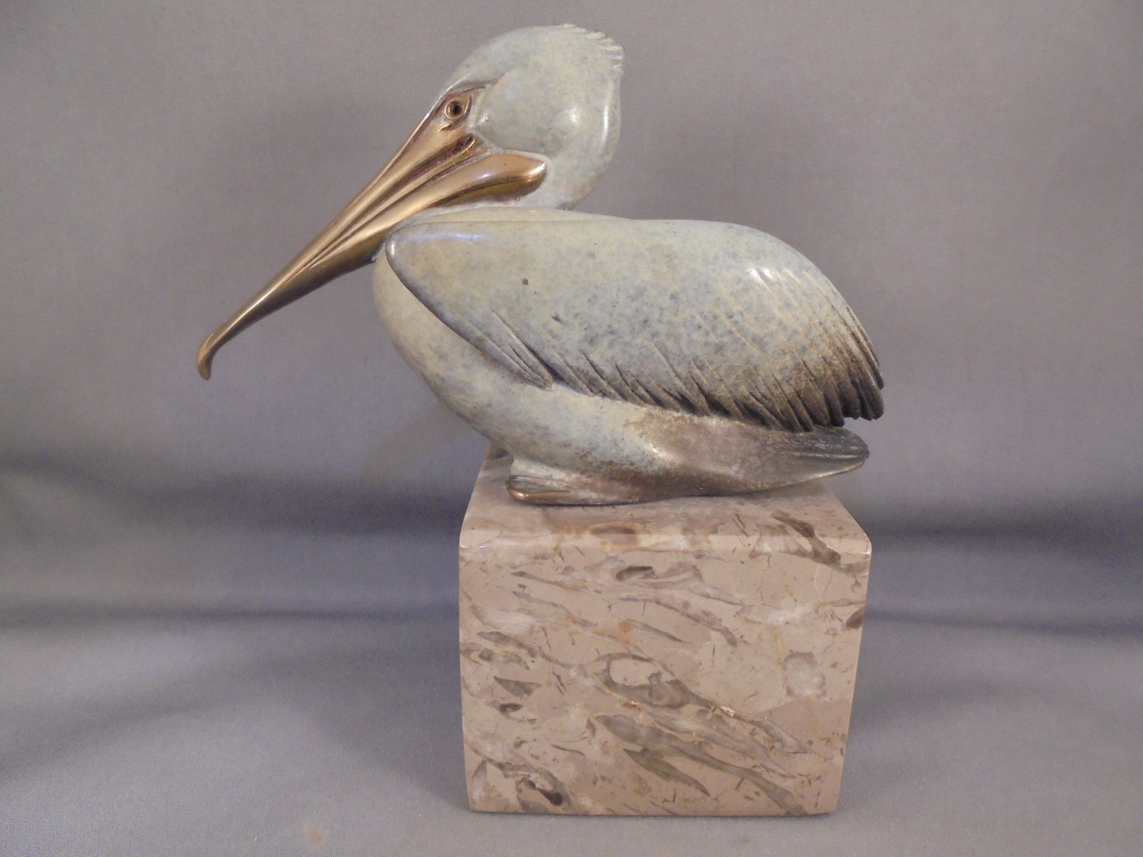 Brian Arthur Bronze on Marble Pelican Sculpture Figure 5 1/4" Total Height
