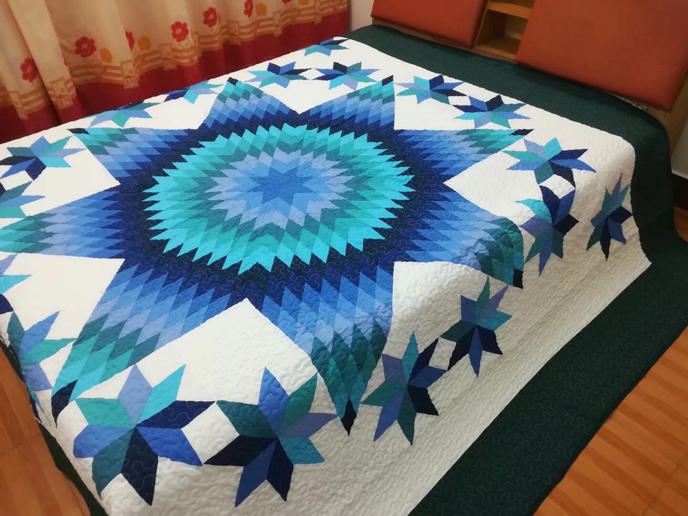 King  Size  Machine Pieced And quilted  Patchwork Quilt#159