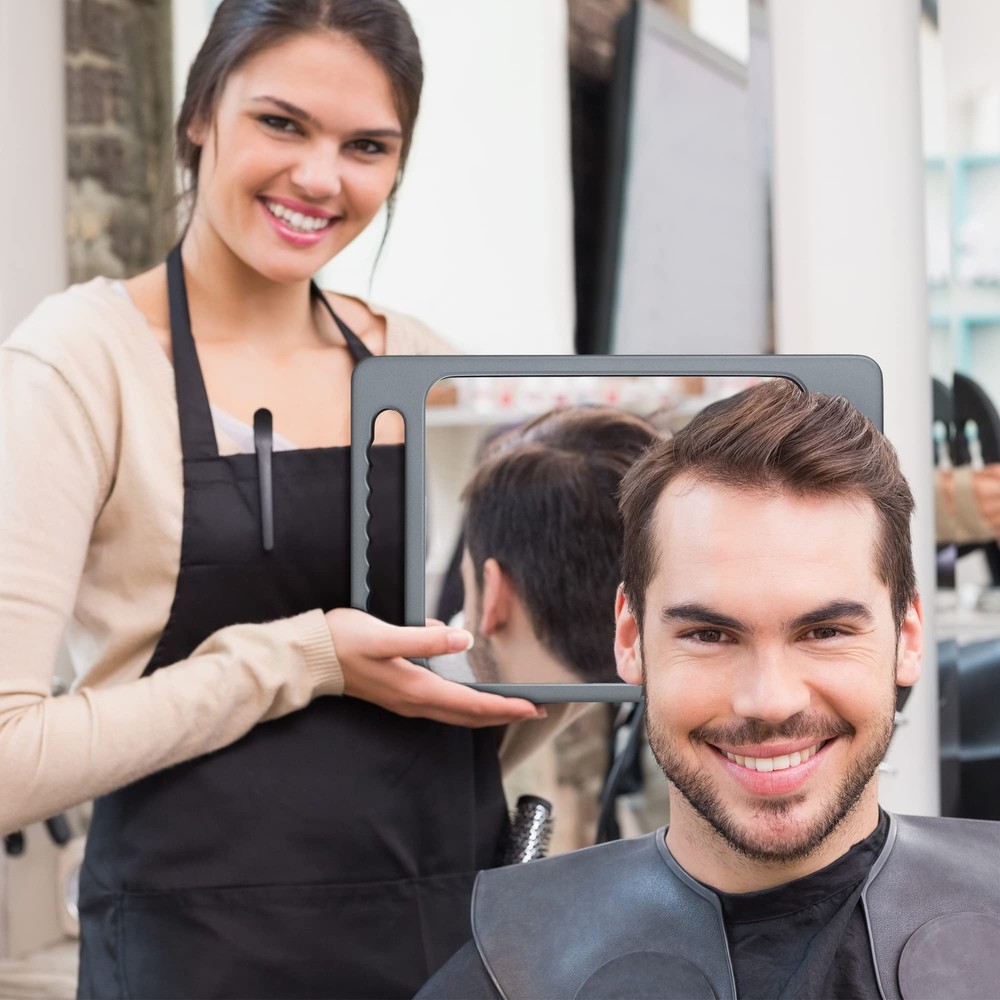 Unbreakable Hand Mirror with Double Handle- Large Handheld Barber Mirror for ...