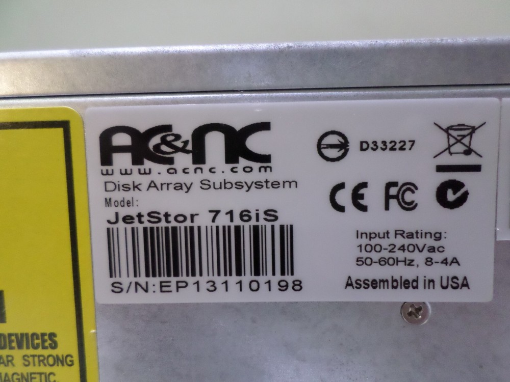 JetStor 716iS Disk Array Subsystem w/ 2 x Power Supplies