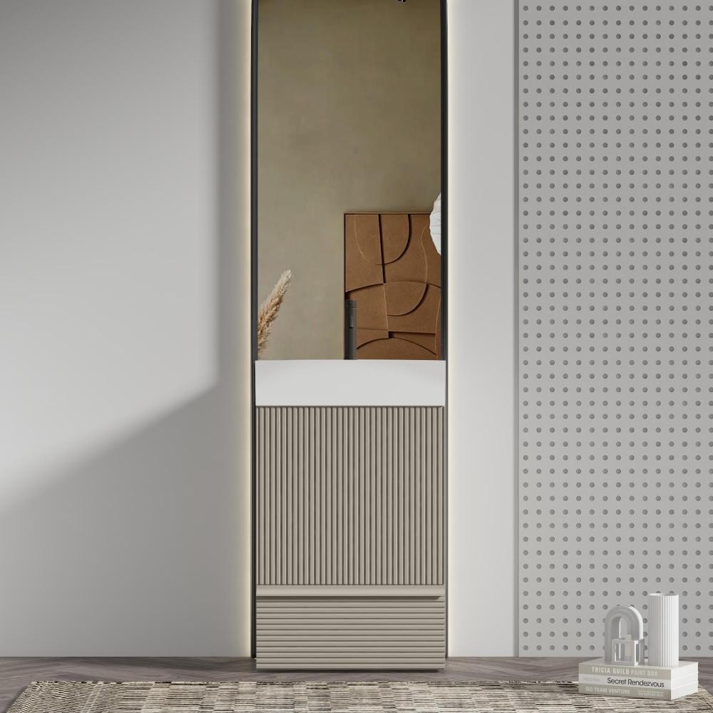 Bathroom vanity with ceramic sink