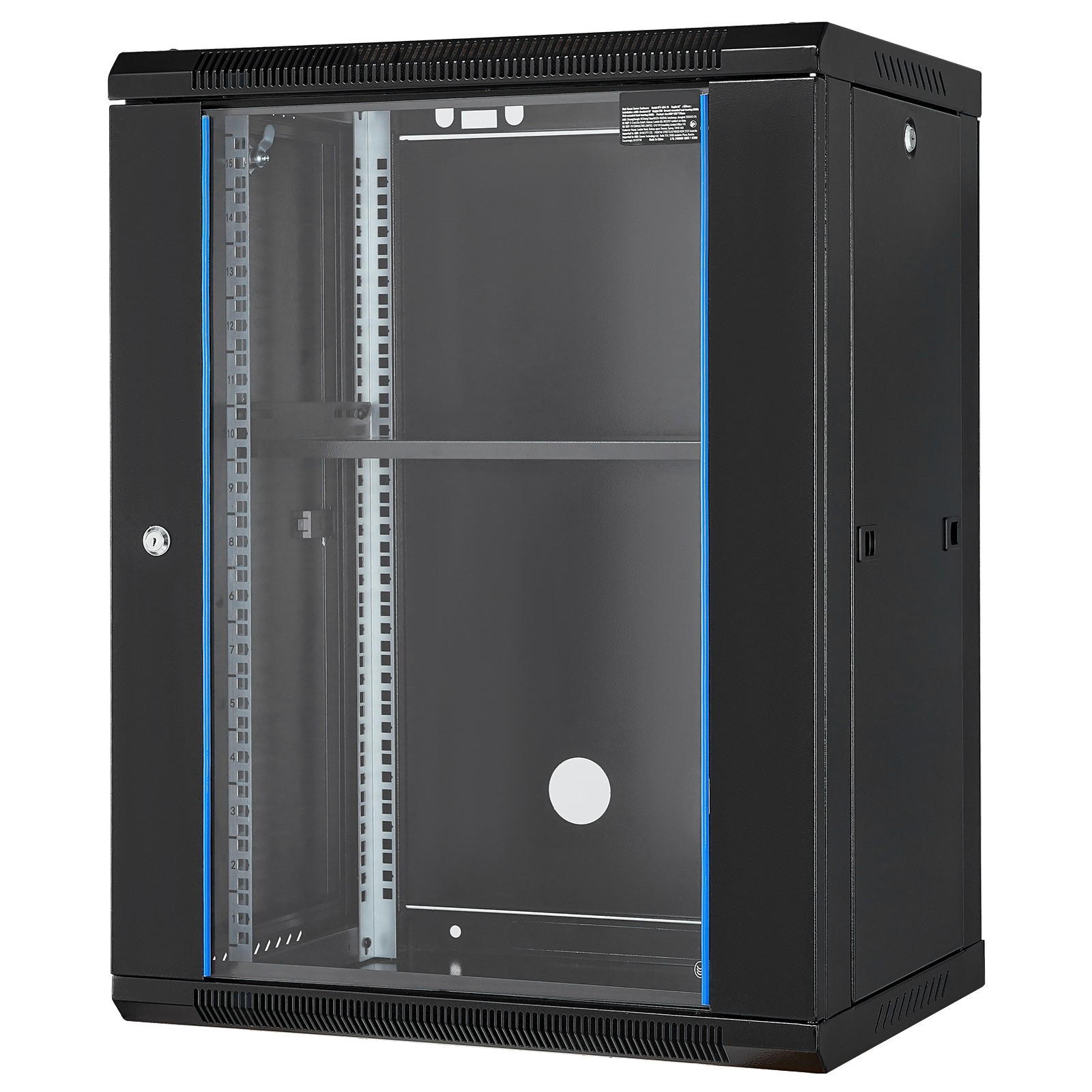 15U Wall Mount Network Server Rack Cabinet Enclosure 18'' Glass Door Lock