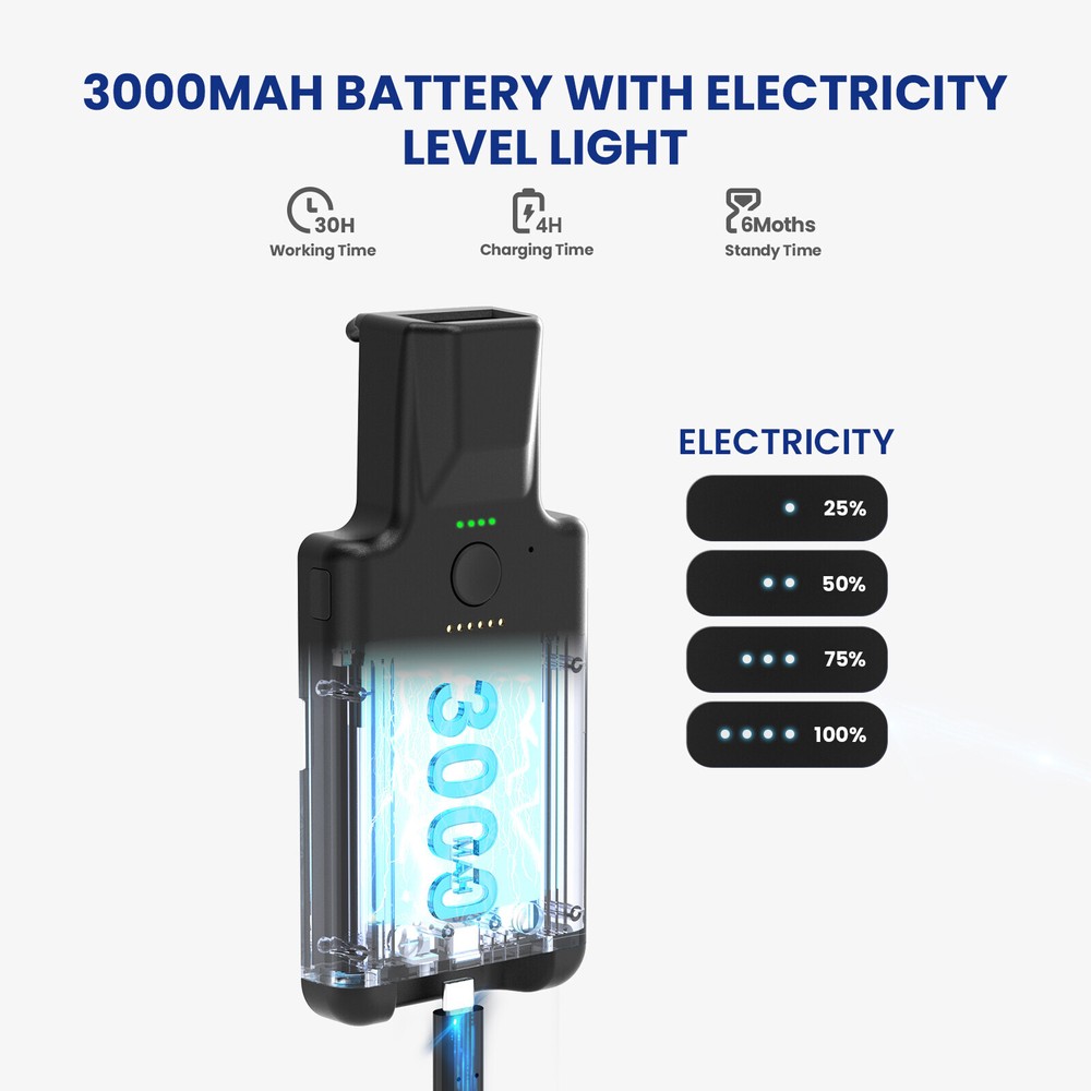 2D Back Clip Bluetooth Barcode Scanner, 3000mAh Battery,Wireless QR Code Scanner