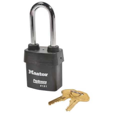 Master Lock 6121Kalj10g010 Padlock, Keyed Alike, Long Shackle, Rectangular