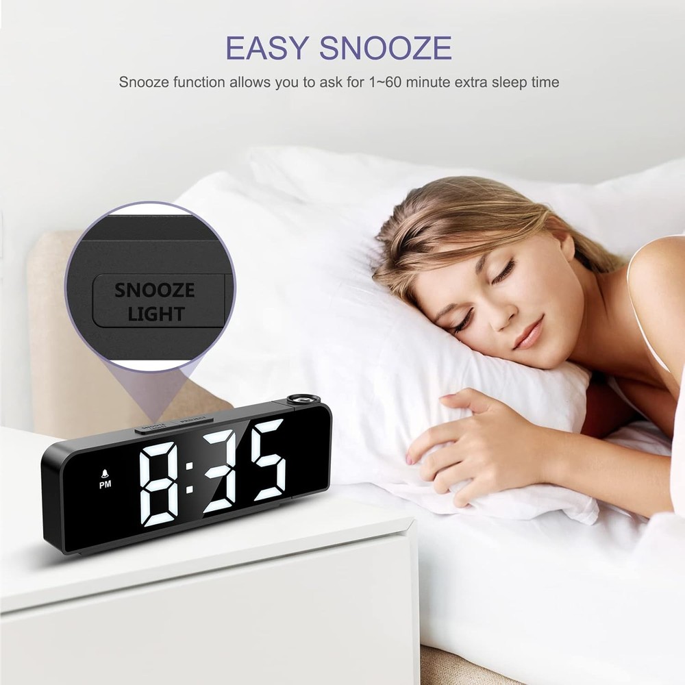 Projection Alarm Clock,with Projection on Ceiling with 7.9" Large Display