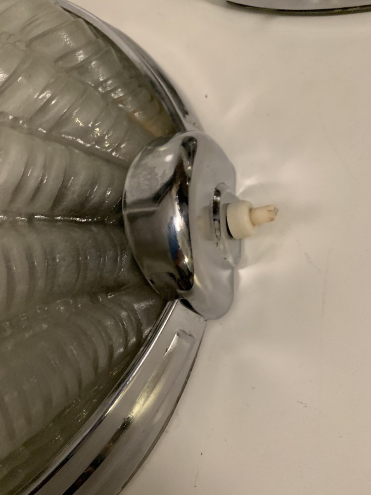 Art Deco sconces Odeon Clam Shell Wall Lights Chrome Base