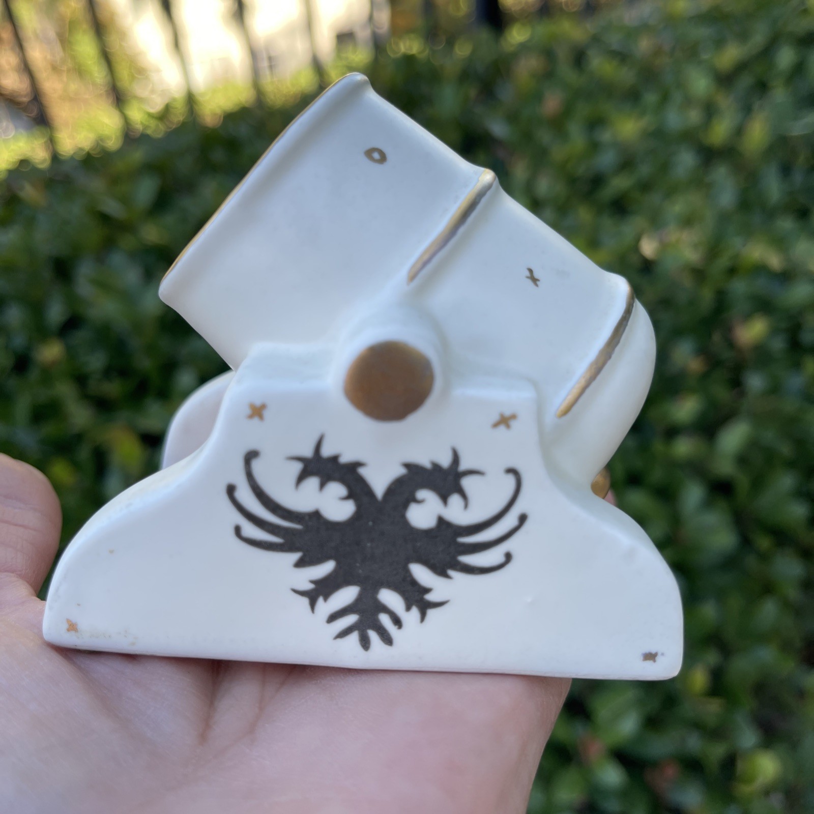 Double Headed Eagle Porcelain Canon Heraldic Military Figurine Artillery