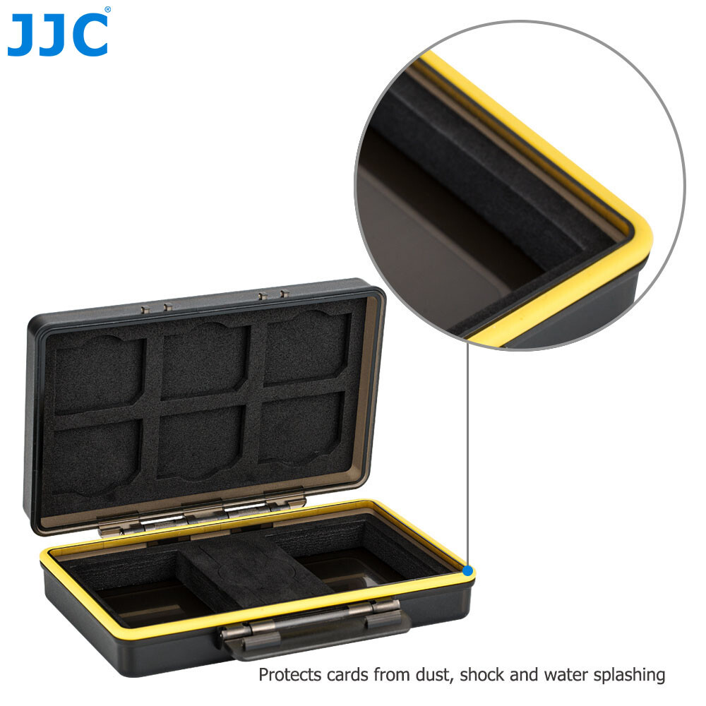 JJC 2 Camera Battery + 6 SD Memory Cards Case Box Holder for Canon LP-E6 LP-E6N