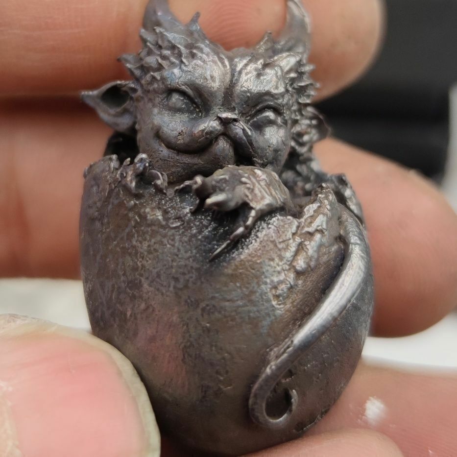 Black Solid Copper Legendary Dragon Miniature Statue for Shelter Display