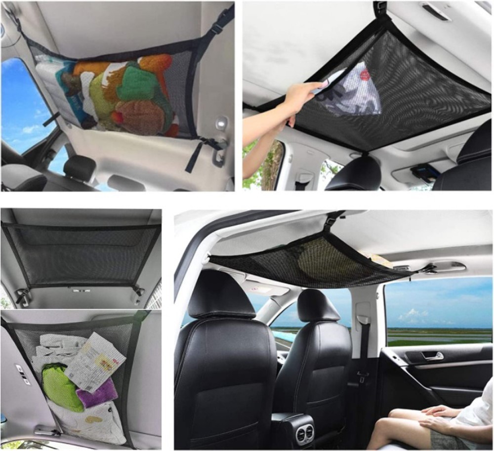 Fit Ford Double Layer Cargo Net Interior Ceiling Storage Rooftop Envelope Mesh