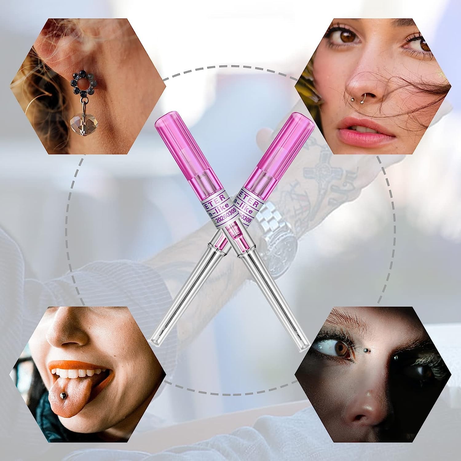 5/10/50 Pro I.V Catheter Body Piercing Needles 14,16,18,20,22G Navel Ear Nose