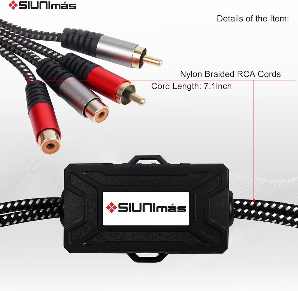 Pro RCA 2 Channels Ground Loop Isolator Hotswap Design with Nylon Braided Cor...