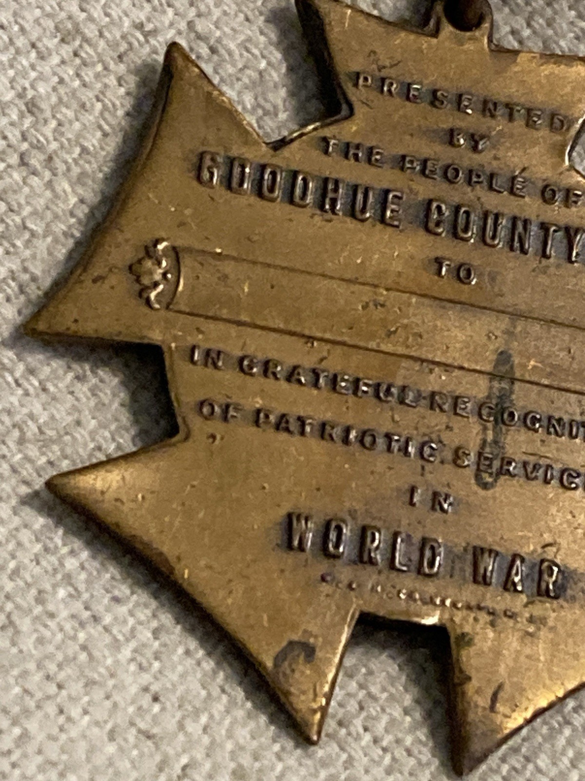 WW1 Goodhue County Minn Minnesota Service Medal Victory 1917-1919 World War