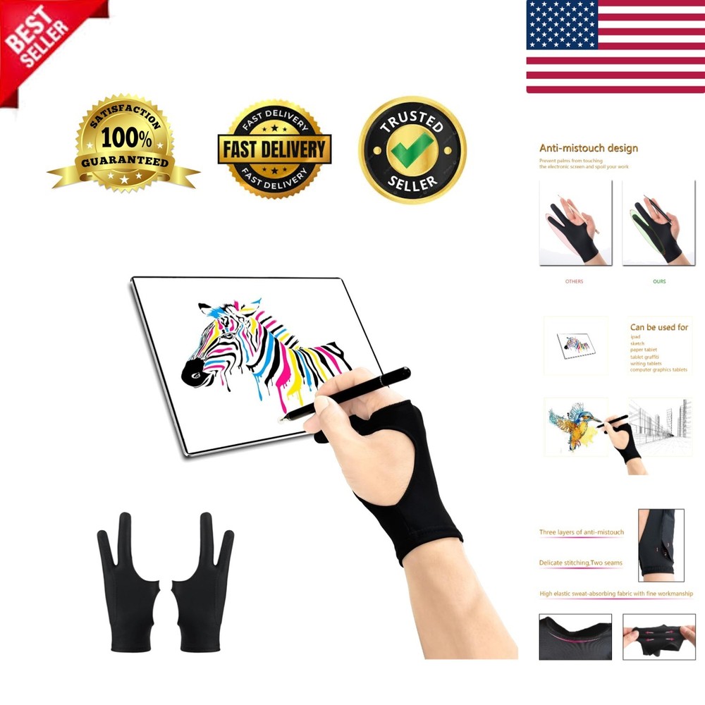 Two-Finger Drawing Glove 2 Pack - Comfortable and Precise for Digital Artists