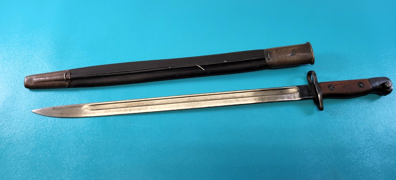 WWI Early British Pattern 1907 Rifle Bayonet Sanderson + Sheath c. 1908 TR542