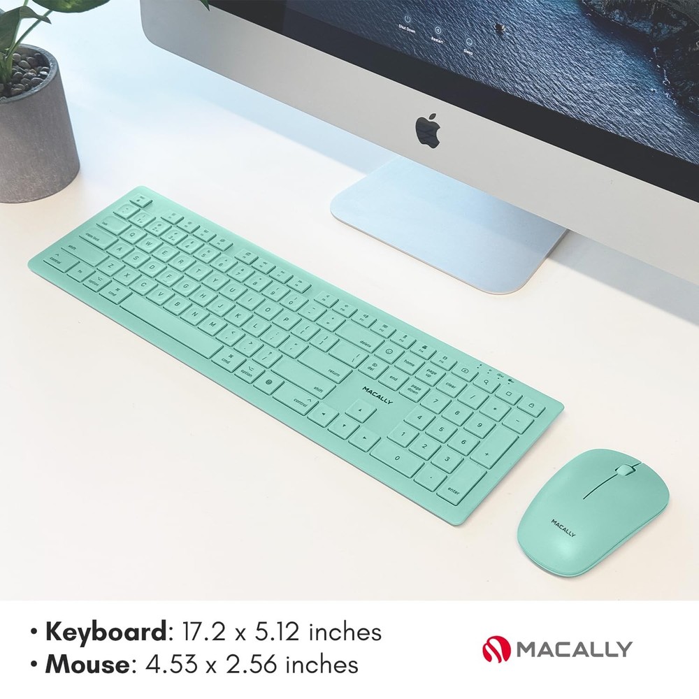 Macally Wireless Keyboard and Mouse Combo for Mac mini/Pro, iMac, MacBook, iP...