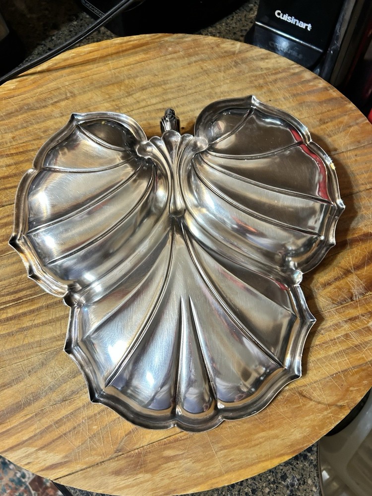 Leaf Styled Silver Plate Serving Tray From An Identified Maker ￼