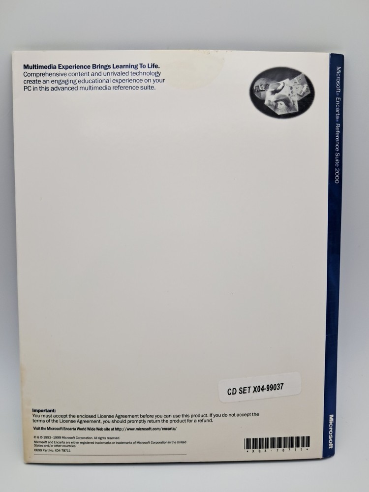 Microsoft Encarta Reference Suite 2000 - 7 Discs - Encyclopedia Atlas Dictionary
