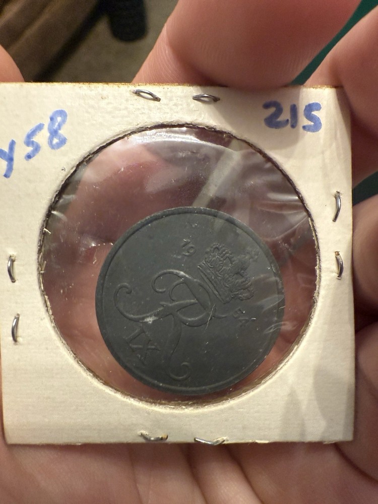 1954 Denmark 5 Ore Coin - VF