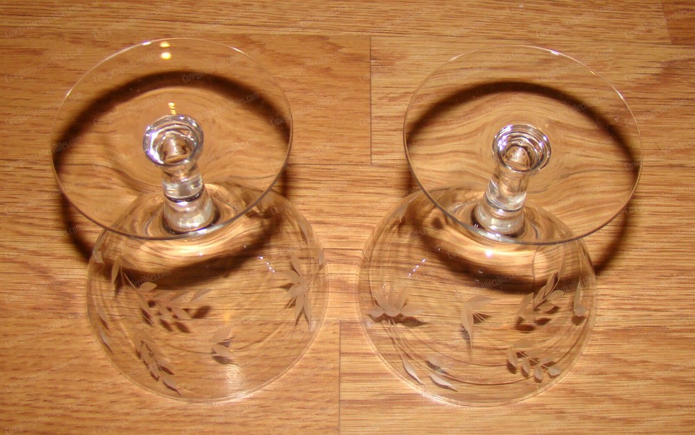 Miniature Etched Wheat CRYSTAL Stemware (2pcs) Cocktail, Wine...