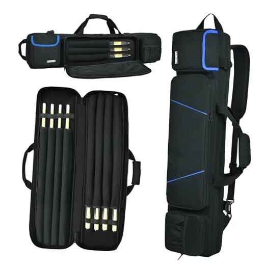 Pool Cue Stick Case Bag 4x4, Soft Padded Billiard Cue Case with Backpack Black