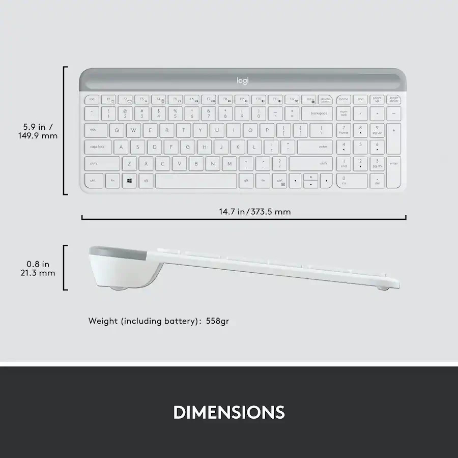 Logitech MK470 Full-size Wireless Scissor Keyboard and Mouse Bundle for Window