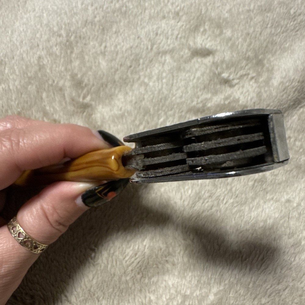 Vintage Pull-Through Hand-Held Double Wheel Knife Sharpener Bakelite Handle