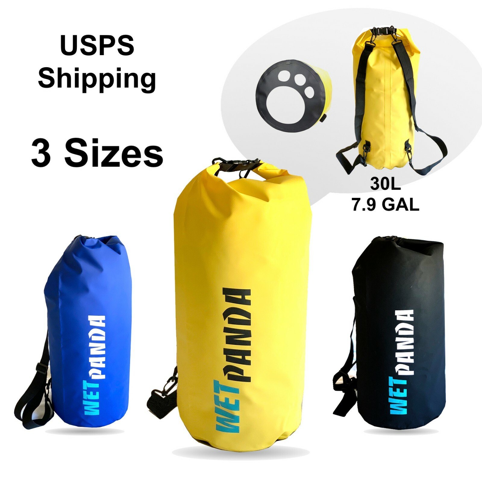 Wet Panda Waterproof Dry Bag 5L 10L 30L for Kayaking, Rafting, Swimming, Fishing