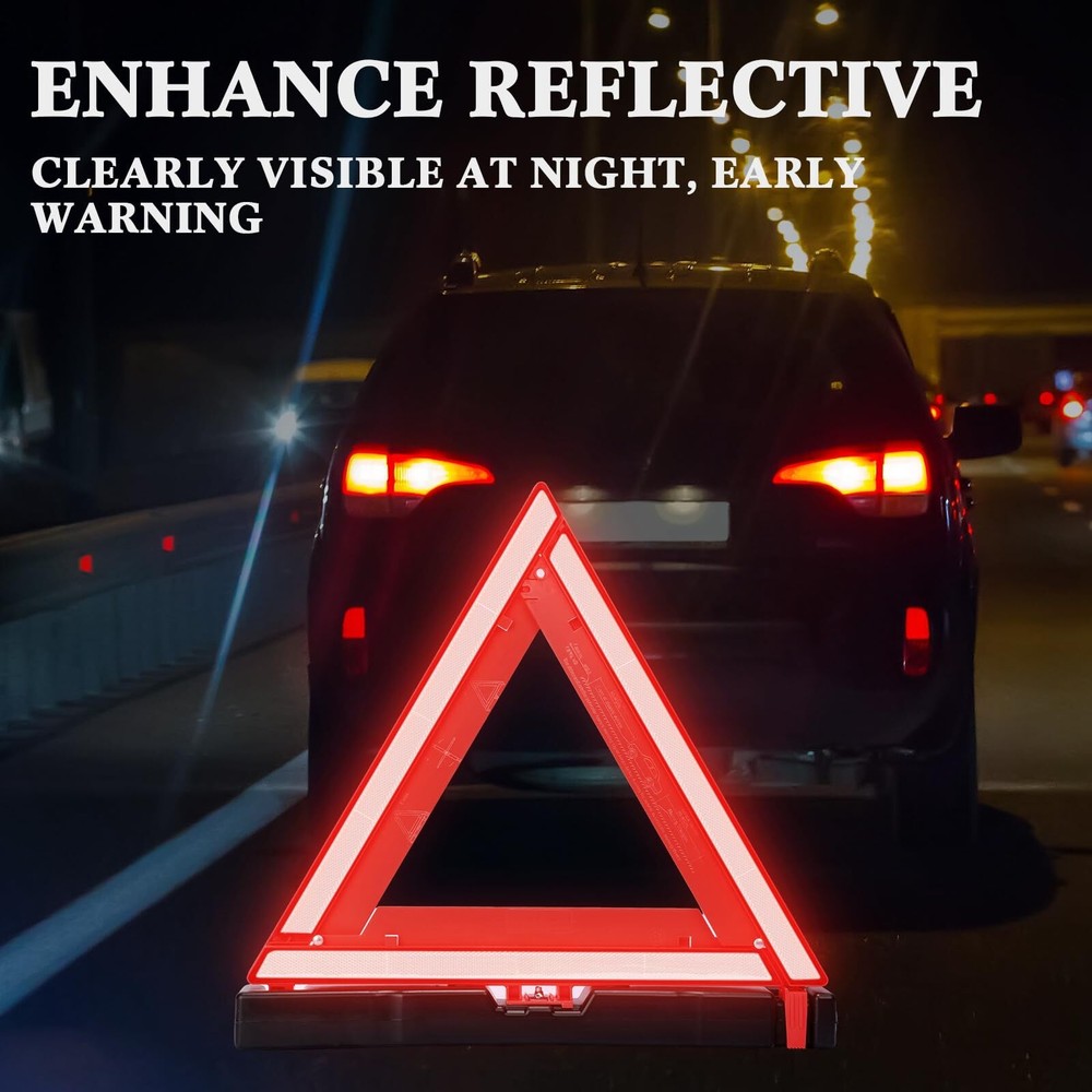 Warning Triangle DOT Approved Emergency Safety Triangle, Carrying Case (24 Pcs)