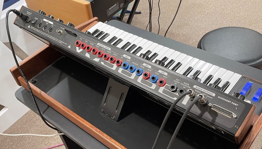 Moog Minimoog Voyager with custom flight case