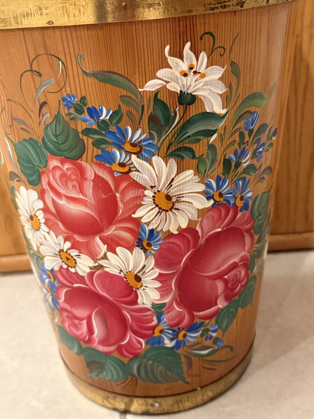 VTG Wood Umbrella Cane Plant Stand Handcrafted Painted Country Farmhouse 24"