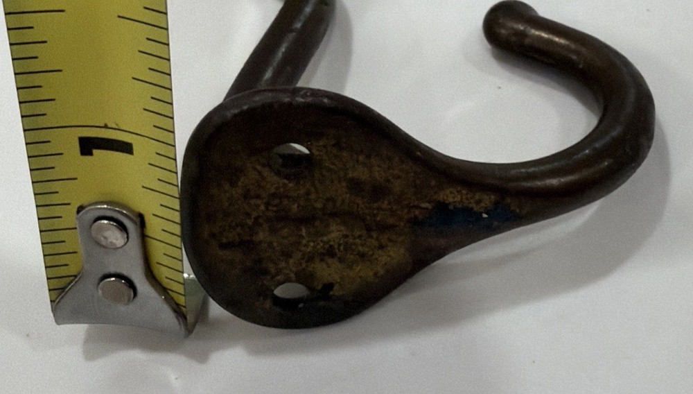 Single Cast Iron Double Hooks Round Tips Coat Hat Salvage Hardware 3”