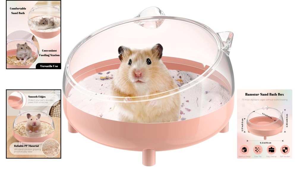 Charming Pink Hamster Sand Bath Container - Safe & Versatile for Small Pets