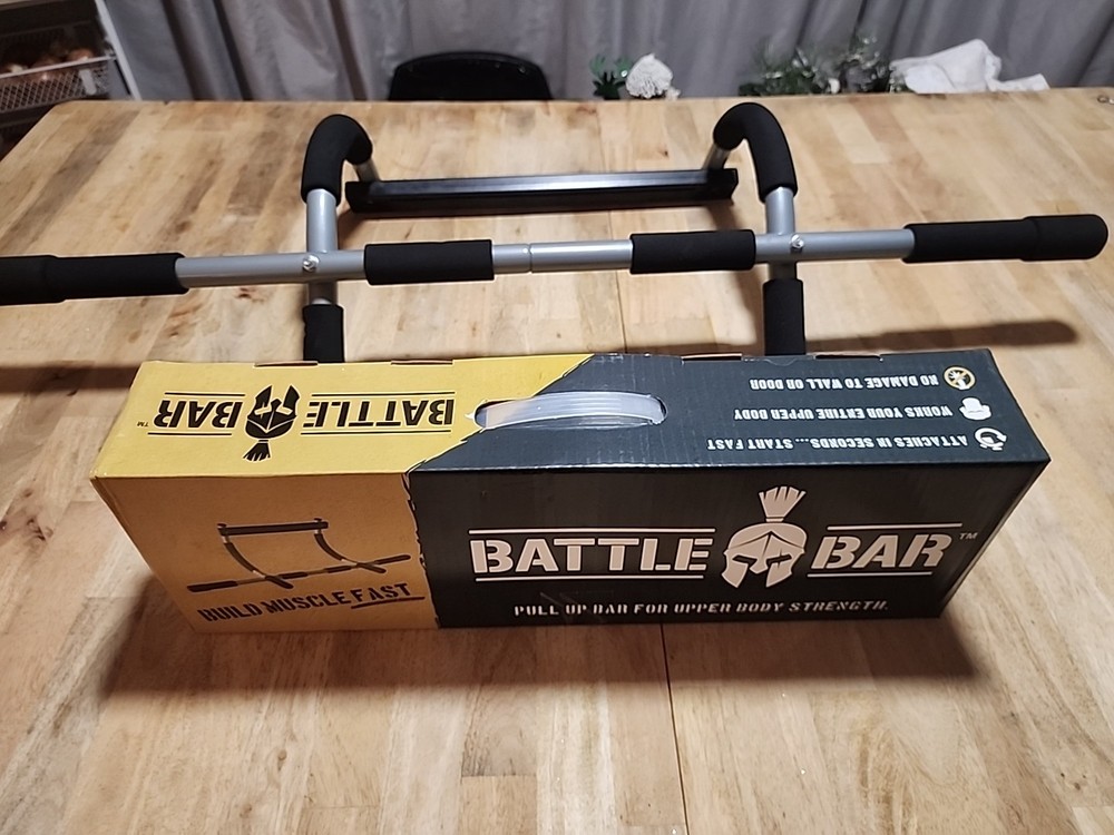 BATTLE BAR Pull Up Bar for Upper Body Workout Push Ups Strength Training