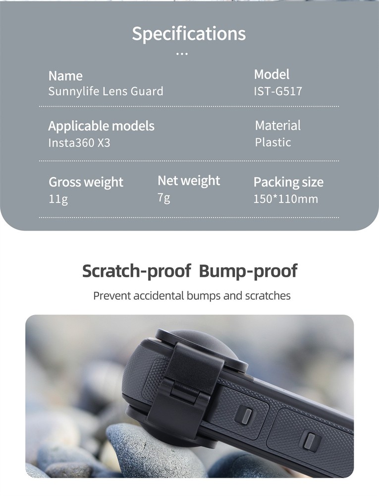 Lens Protector Panoramic Camera Len Cover Scratch Drop Resistant for Insta360 X3