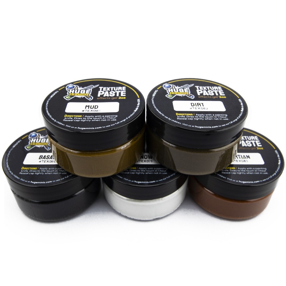 Huge Miniatures Texture Paste Bundle A, 2oz Model Basing Gel Paint – 5 Jars