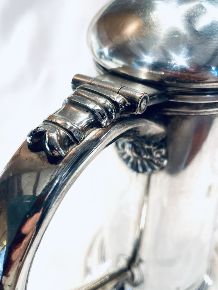 IMPRESSIVE VICTORIAN SILVER PLATED LARGE ECCLESIASTIC FLAGON.