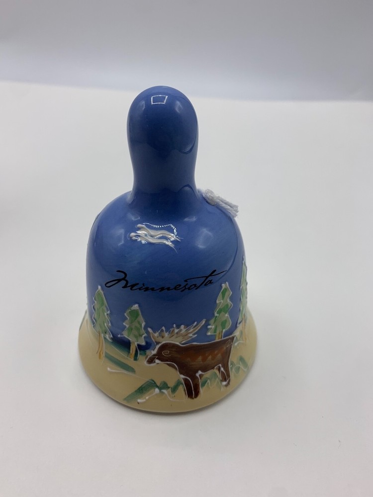 Ceramic Bell Minnesota Blue White Outside 4" Tall