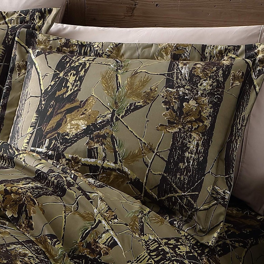 Lightweight Nature Camo Queen Comforter Set - 3-Piece Microfiber Bedding
