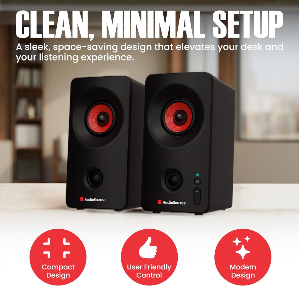 Desktop PC Speakers with Bluetooth 5.3, USB-C Plug & Play, 2.0 Stereo Computer S