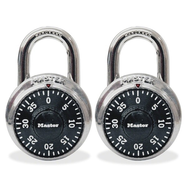 Master Lock 1500T Combination Padlock, Ctr, Black/Silver, Pk2